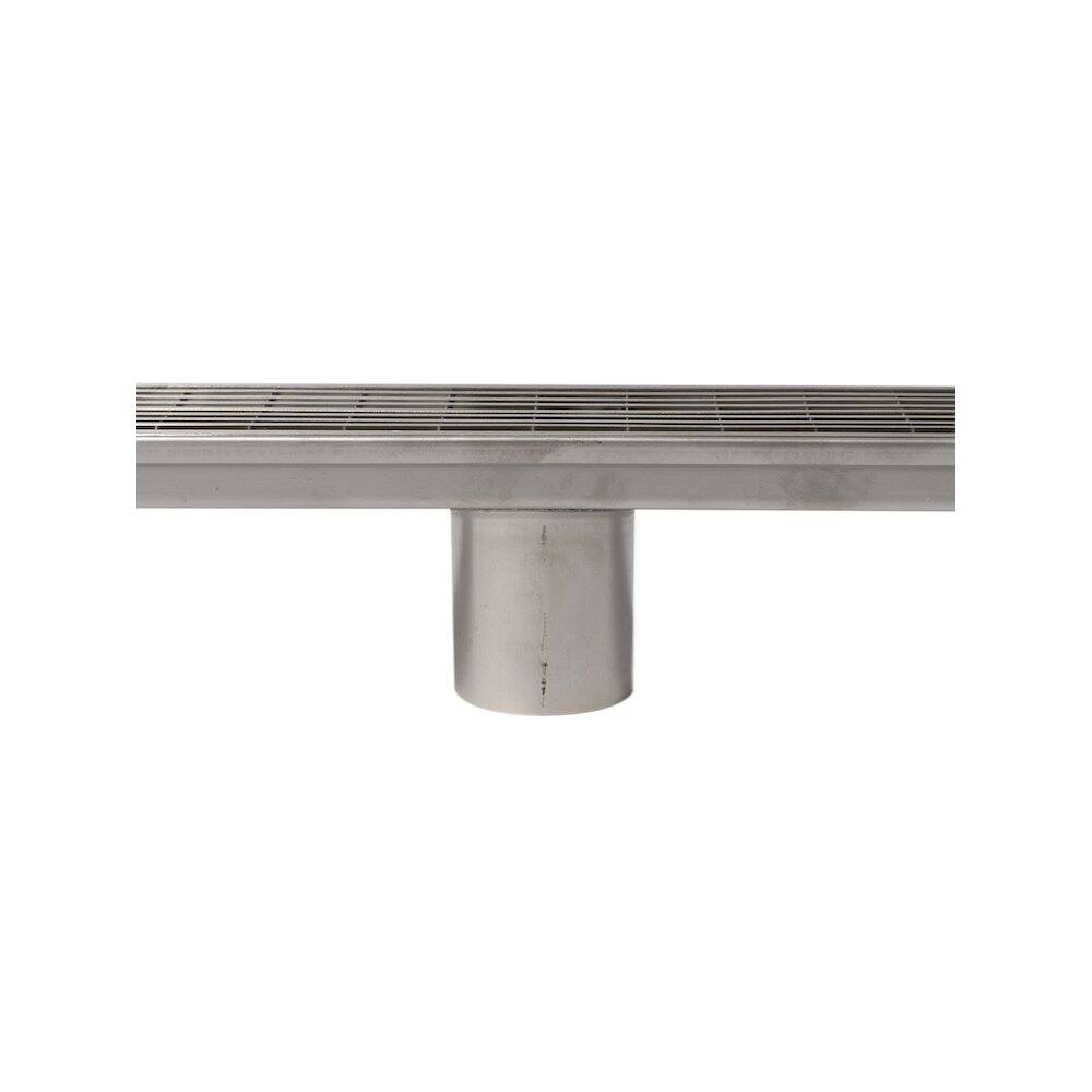 Back. Alfi - 47" Stainless Steel Linear Shower Drain with Groove Lines - Gray.
