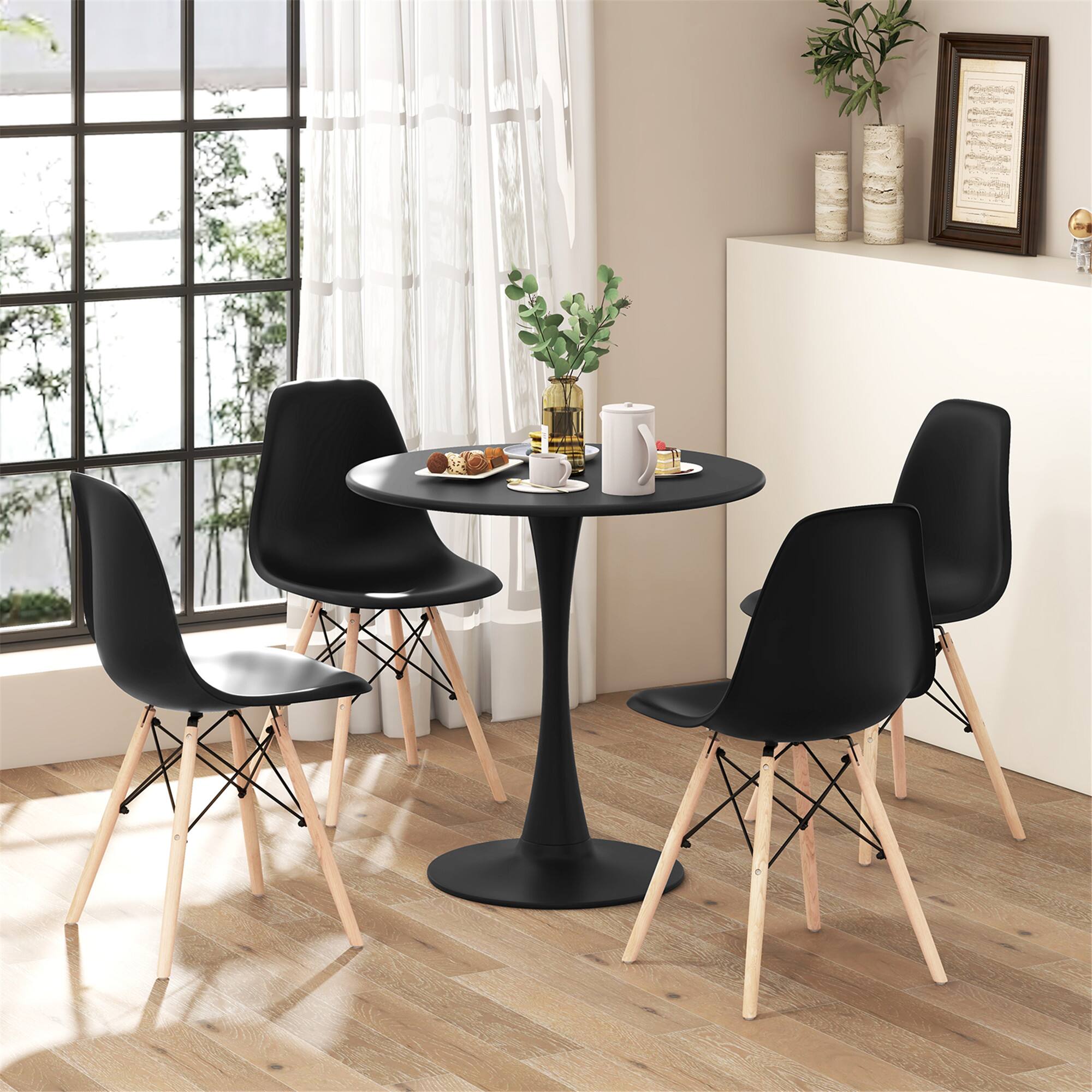 Alt View 1. Gymax - Gymax 5PCS Dining Set Modern Round Dining Table 4 Chairs for Small Space Kitchen - Black.