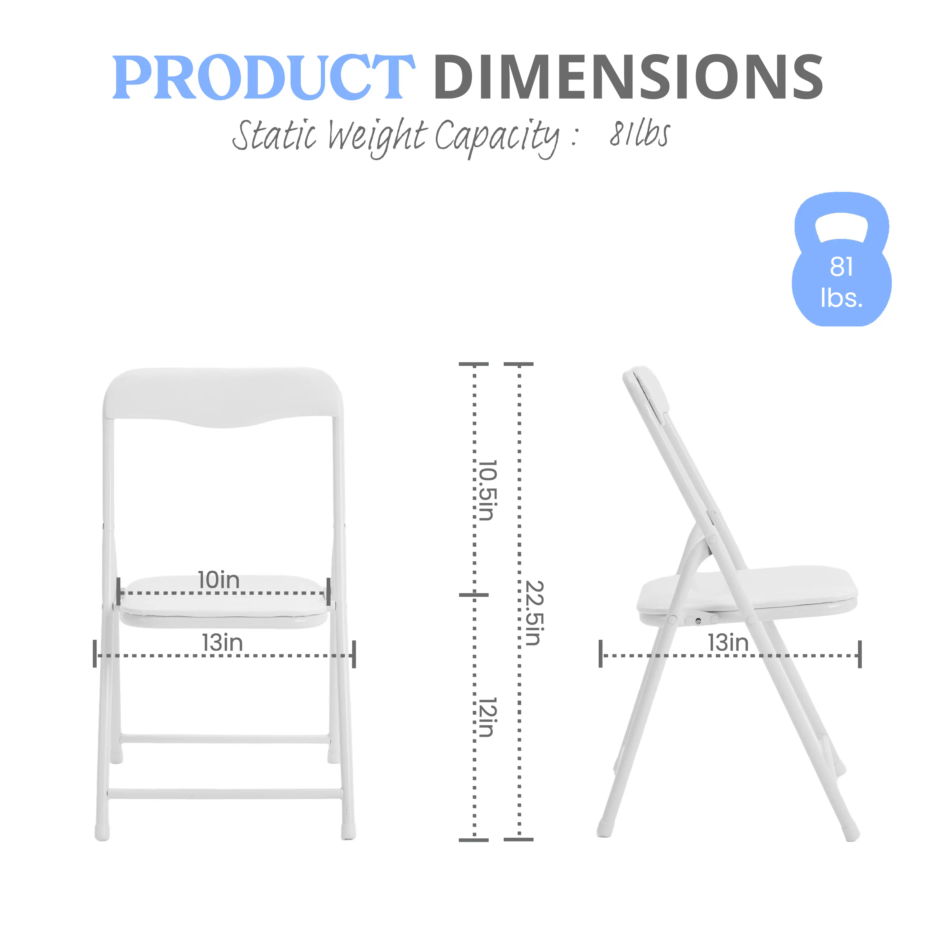 PRODUCT DIMENSIONS  
Static Weight Capacity: 81 lbs  
10in x 13in x 10.5in x 12in x 22.5in x 13in