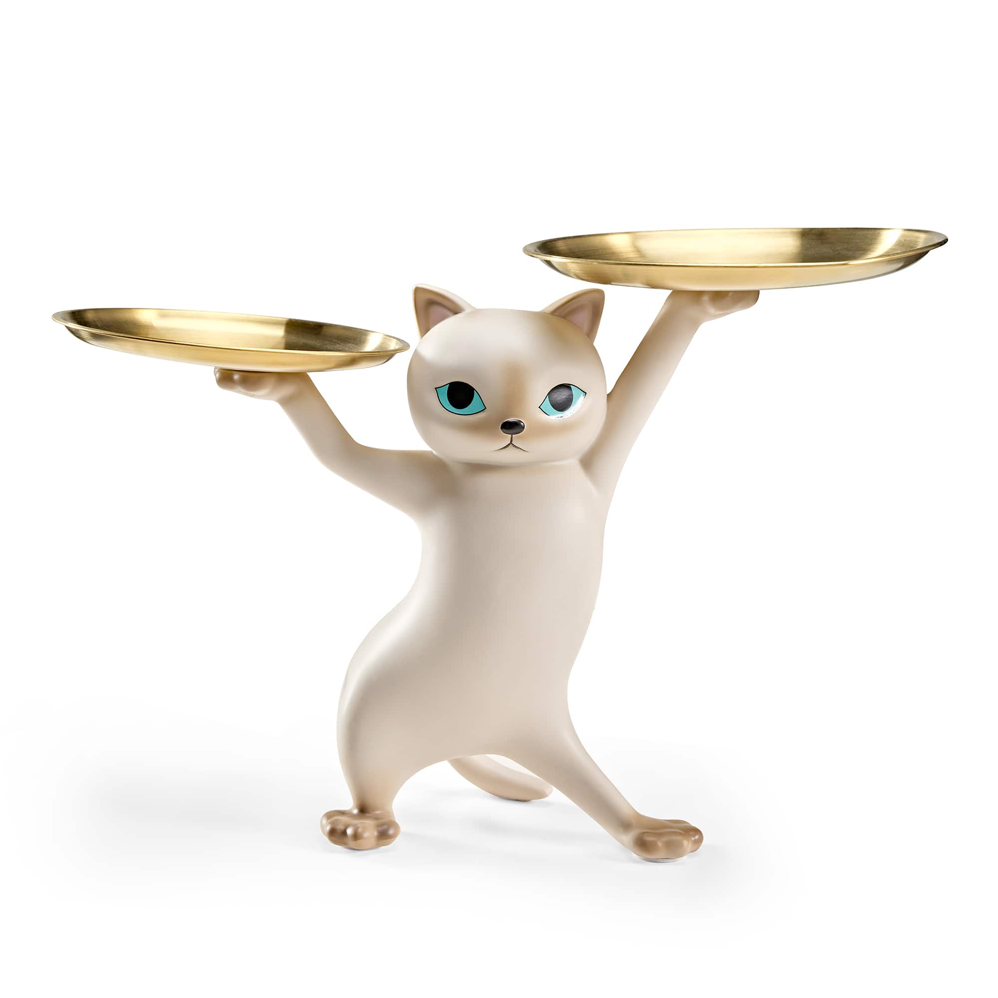 Front. Eureka Ergonomic - 23" 3D Cat Shaped Side Table with Dual Storage Trays - White.