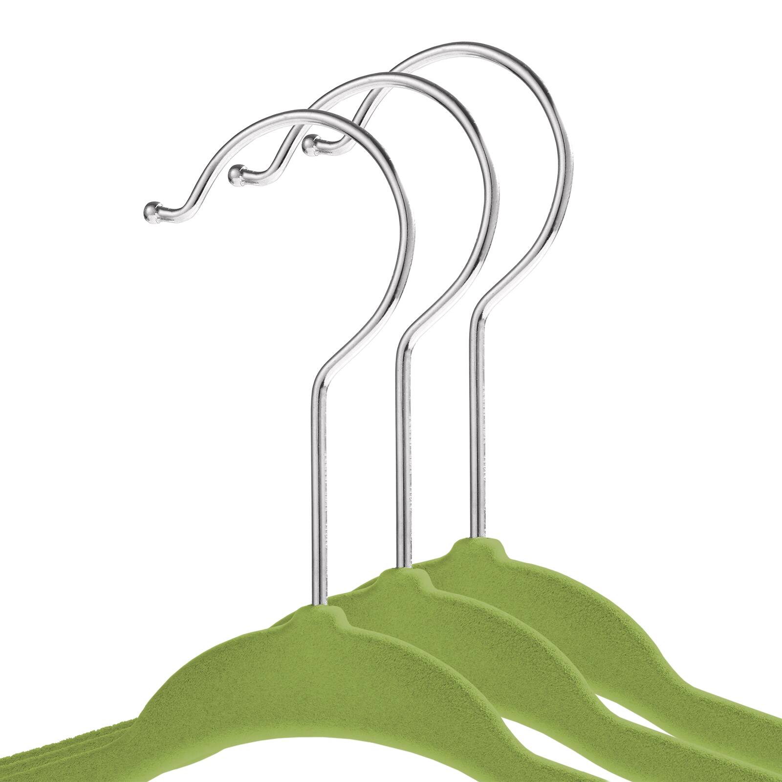 Alt View 1. Casafield - 50 Velvet 11-in Baby Hangers - Lime Green.