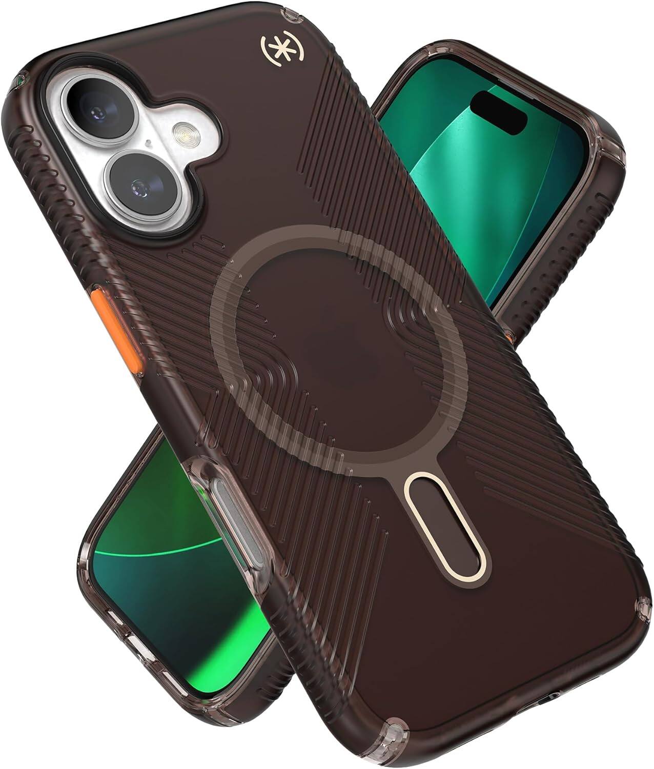 Alt View 2. Speck - iPhone 17 Presidio Grip + MS + CL Lux - Luxury Shade Matte/Orange.