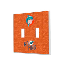Keyscaper - Miami Dolphins 2024 Illustrated Limited Edition Double Toggle Light Switch Plate - White