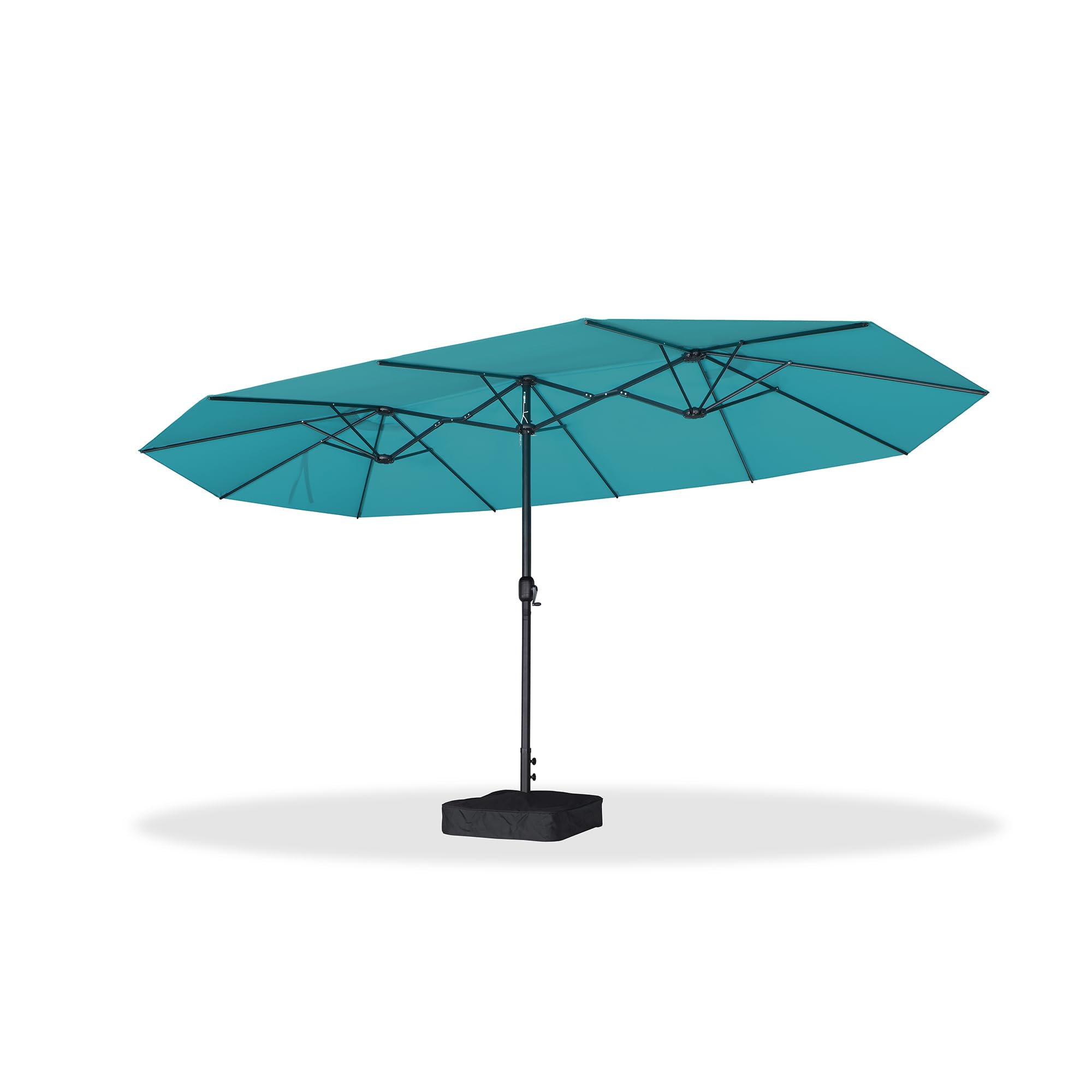 Alt View 7. PURPLE LEAF - 15 ft. Patio Market Umbrella with Base Double-Sided Outdoor Table Sun Umbrellas with Crank for Pool Beach Deck Backyard - Turquoise Blue.