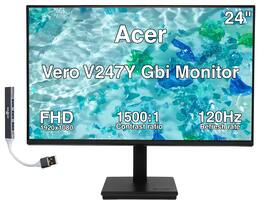 Acer - Vero V247Y Gbi 24" FHD IPS Monitor, 4ms Response Time, Built-in Speaker & DKZ Hub (UM.QV7AA.G07) w/HDMI cable - Black