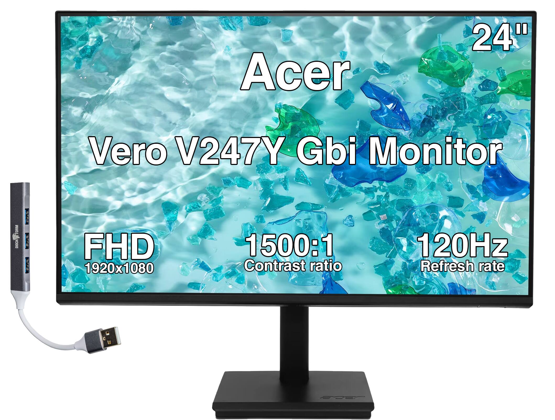 Acer 24" Vero V247Y Gbi Monitor: FHD 1920x1080, 1500:1 Contrast ratio, 120Hz Refresh rate
