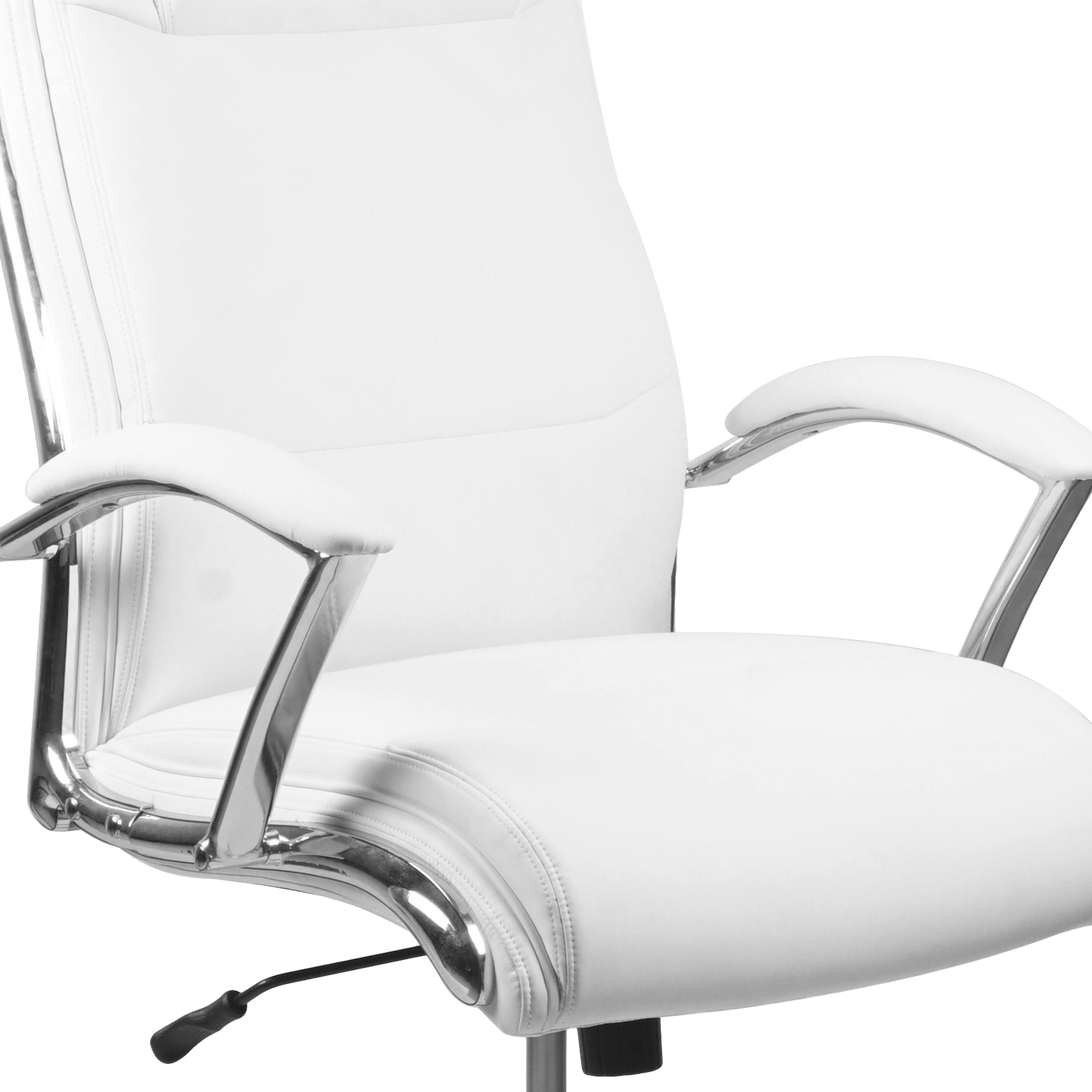 Alt View 8. Emma + Oliver - High Back Designer Smooth Executive Swivel Office Chair with Arms - White.