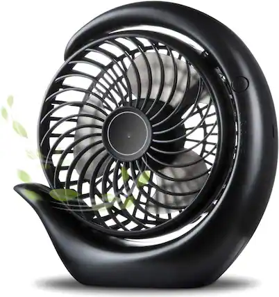Front. FINEAK - 6.2 Inch 3-Speed Portable Rechargeable Desk Fan, 8-24H Runtime for Home Office (Black).