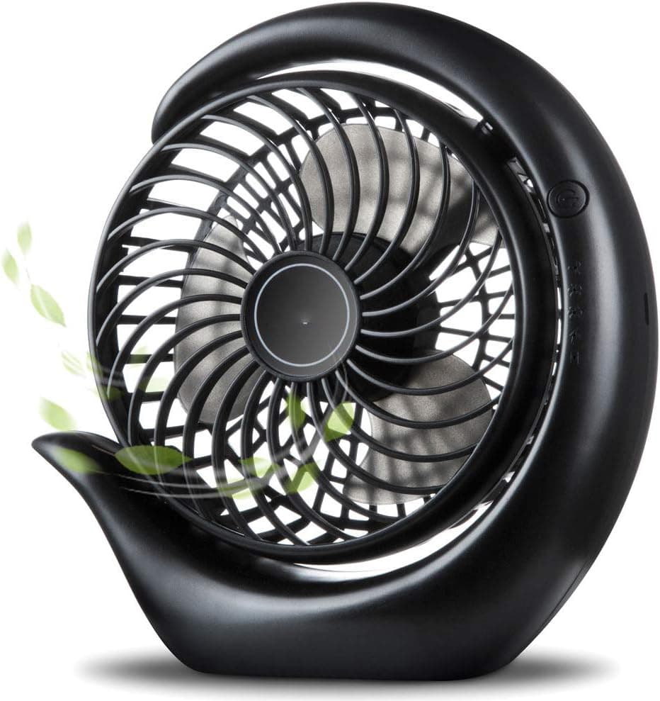 Front. FINEAK - 6.2 Inch 3-Speed Portable Rechargeable Desk Fan, 8-24H Runtime for Home Office (Black).