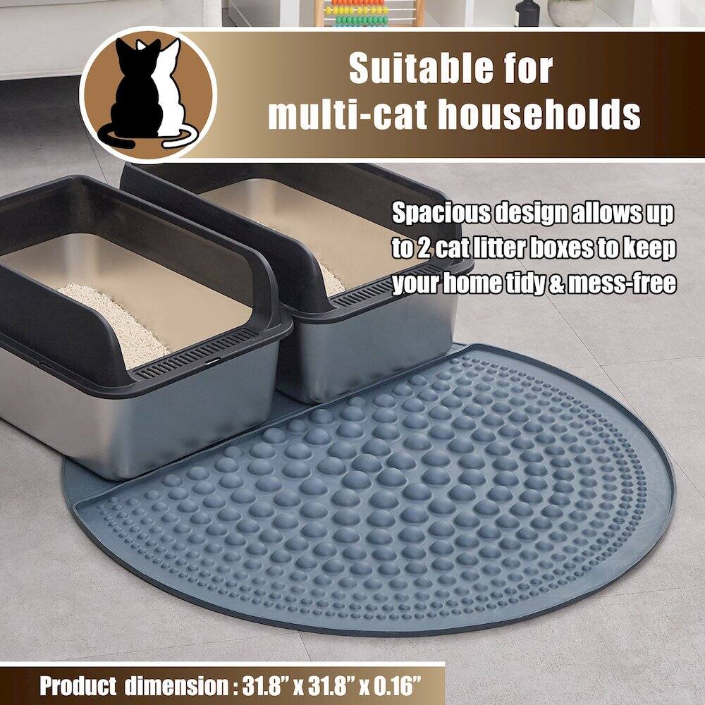 - Suitable for multi-cat households
- Spacious design allows up to 2 cat litter boxes to keep your home tidy & mess-free
- Product dimension: 31.8" x 31.8" x 0.16"