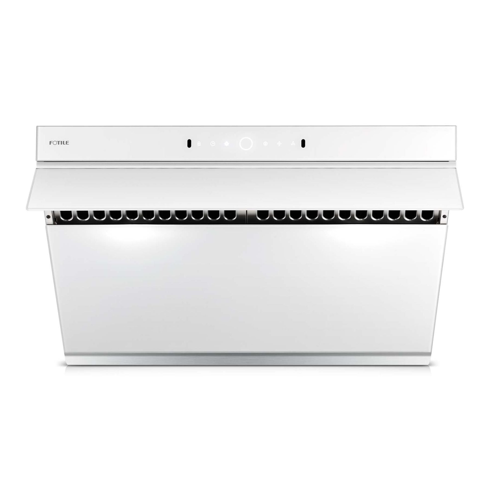 Angle. FOTILE - FOTILE 30" 1000CFM Under Cabinet|Wall Mount Range Hood in White Tempered Glass - White.