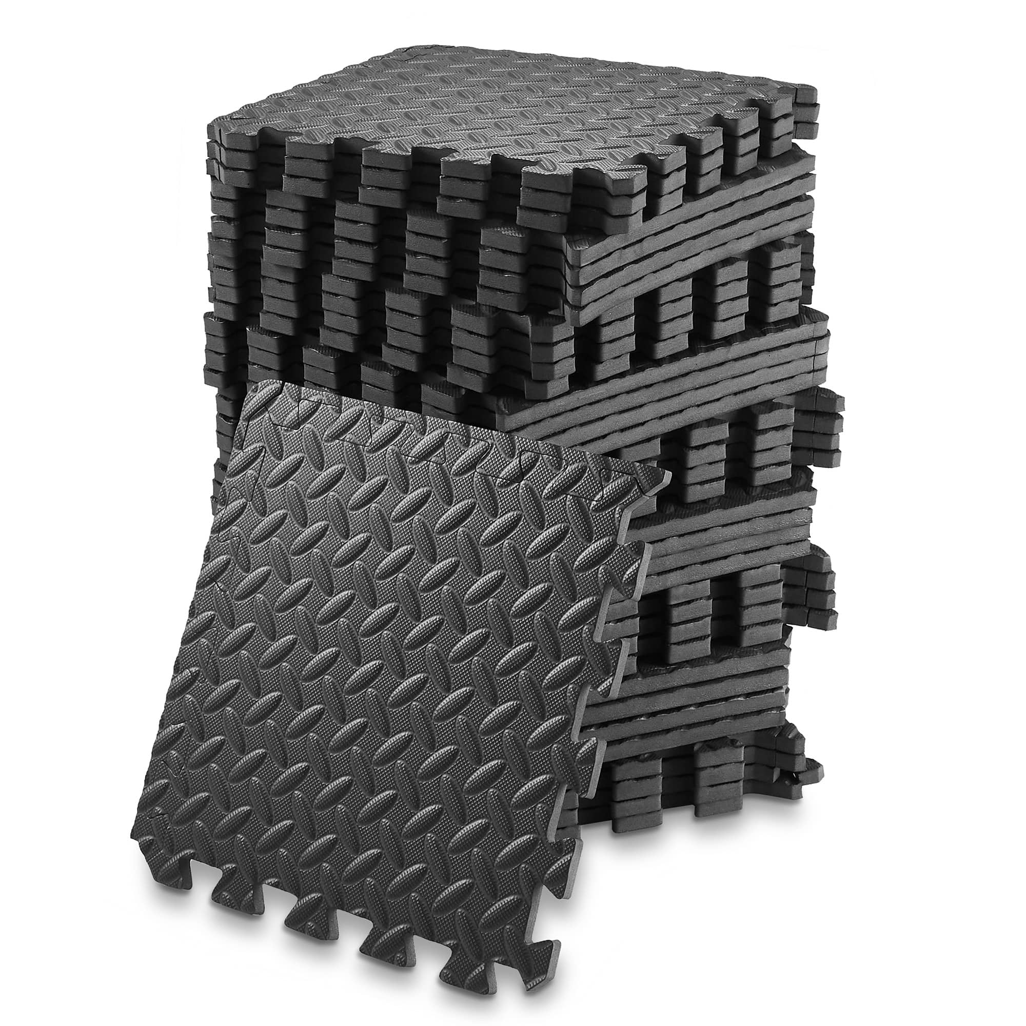 Philosophy Gym - Exercise Flooring Mats - Foam Rubber Interlocking Puzzle Floor Tiles - Black