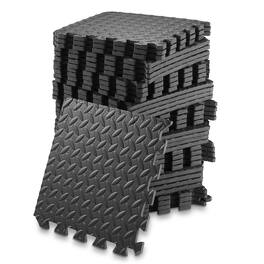 Philosophy Gym - Exercise Flooring Mats - Foam Rubber Interlocking Puzzle Floor Tiles - Black