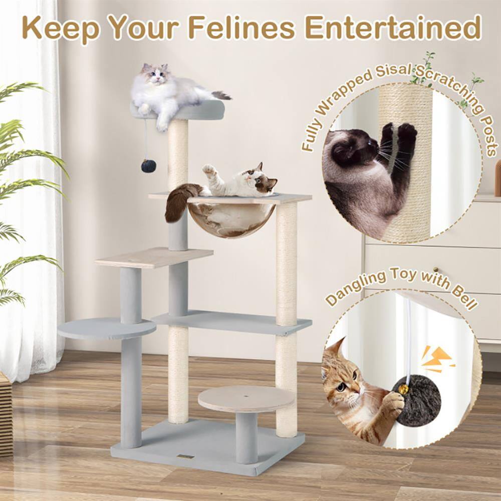 Keep Your Felines Entertained  
Fully Wrapped Sisal Scratching Posts  
Dangling Toy with Bell