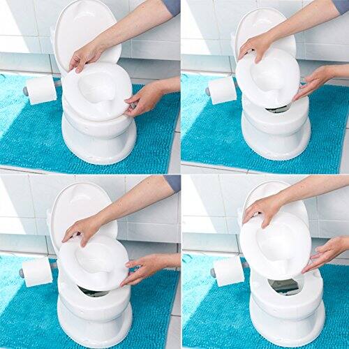 Back. KSM Toys - ToyLet Potty Training Toilet Seat | Toddler Potty Training with Comfy Seat Cover, Tank Storage & Paper Roll Holder | Eas - Pink.