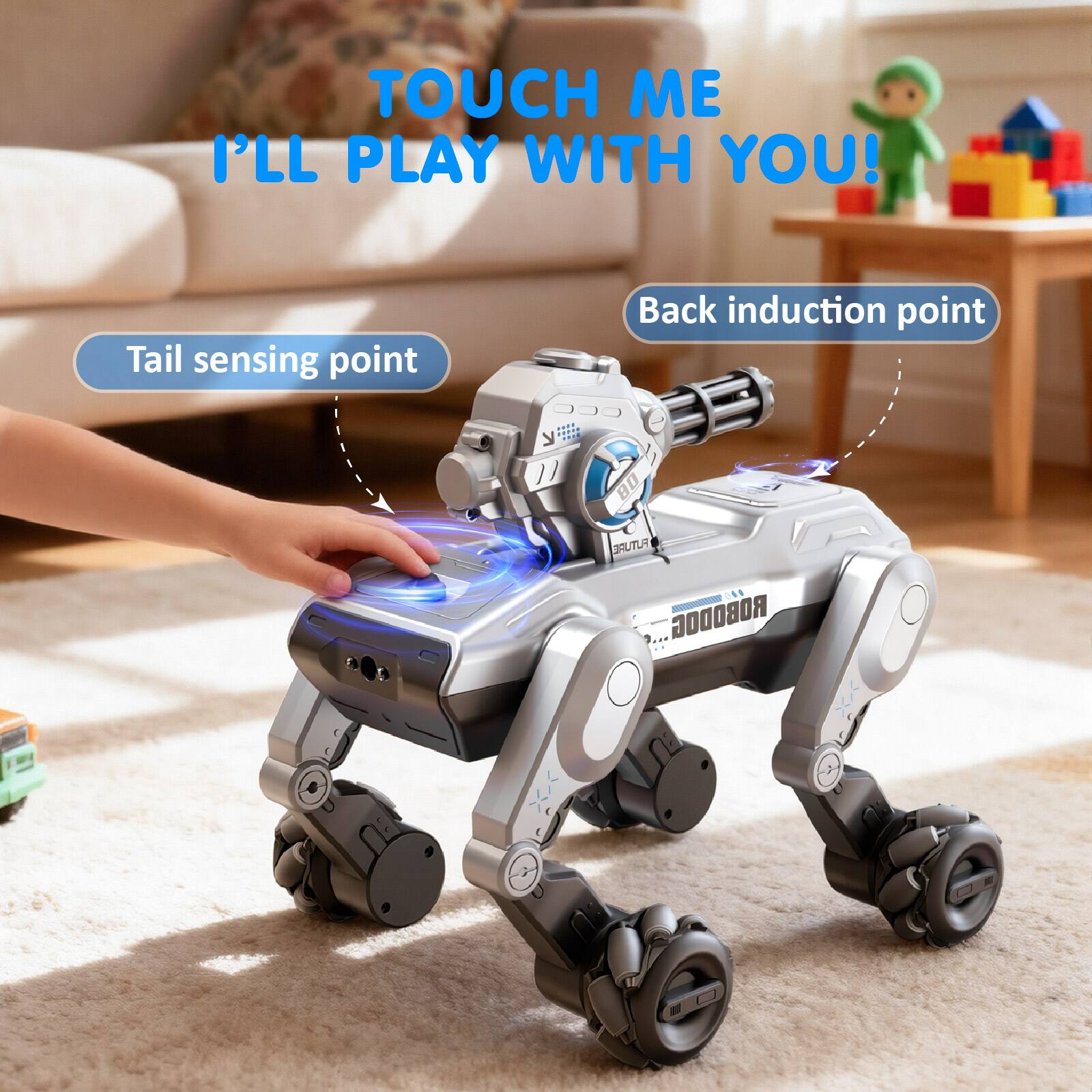 Sugift Intelligent RC Robot Dog Toy with Voice Control LED Lights