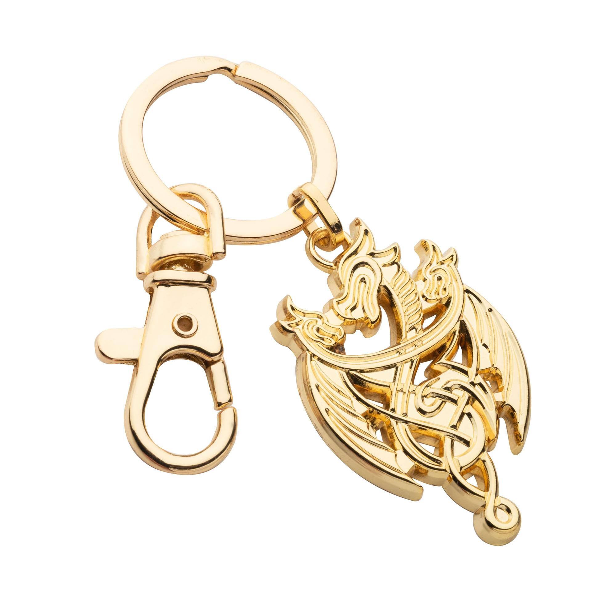 Alt View 1. Game of Thrones - Game of Thrones House of the Dragon Gold Dragon 3D Keychain - Gold.