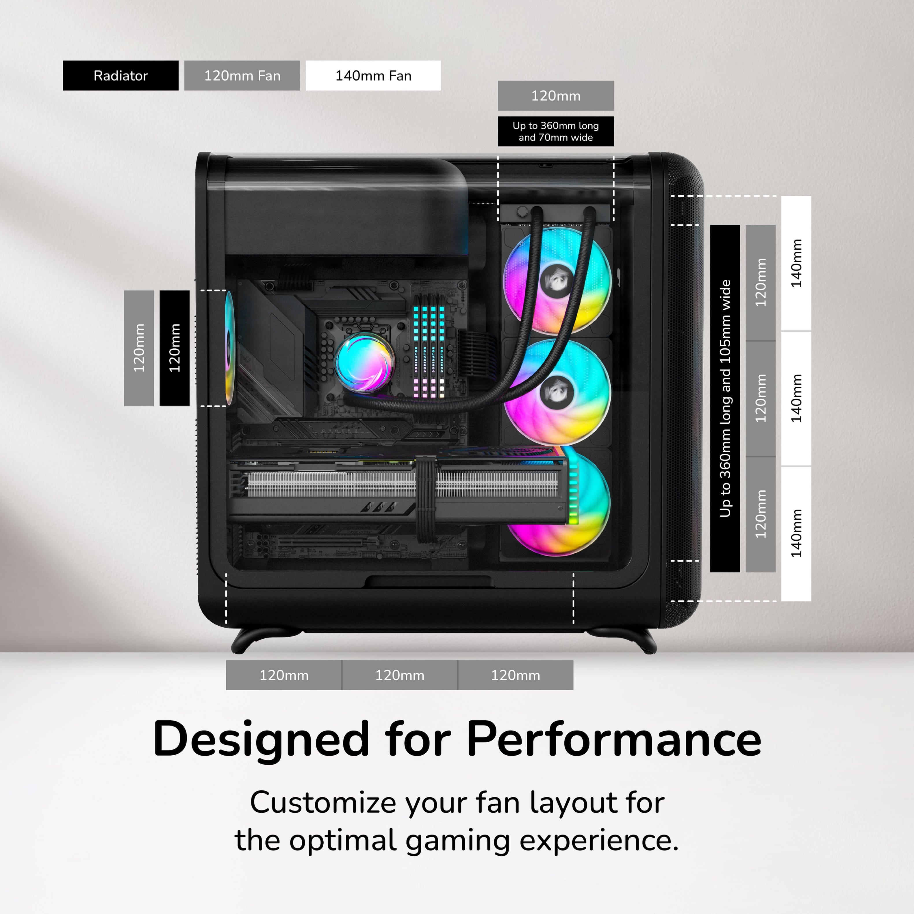 HYTE X50 Modern Performance ATX Mid Tower PC Gaming Case Pitch