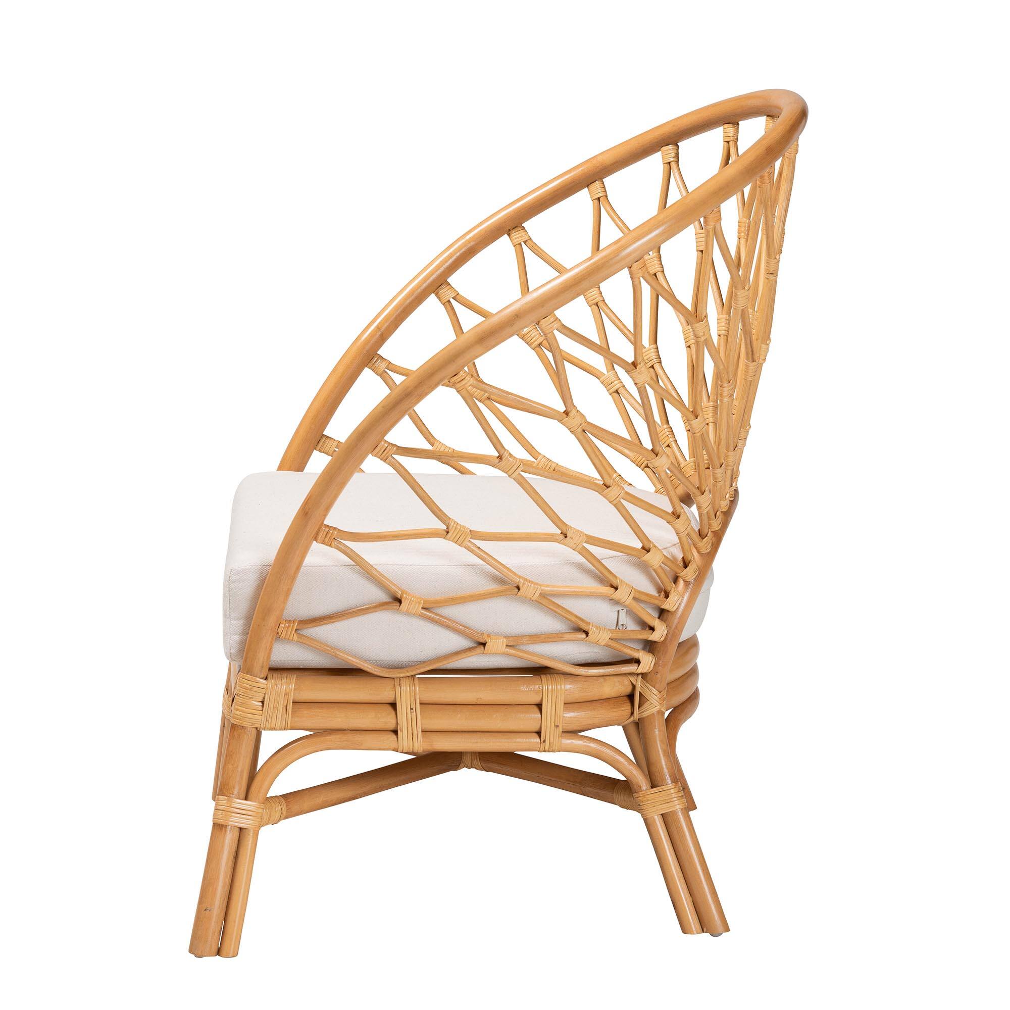 Left. bali & pari - Emmeline Bohemian Honey Rattan Accent Chair - Honey.