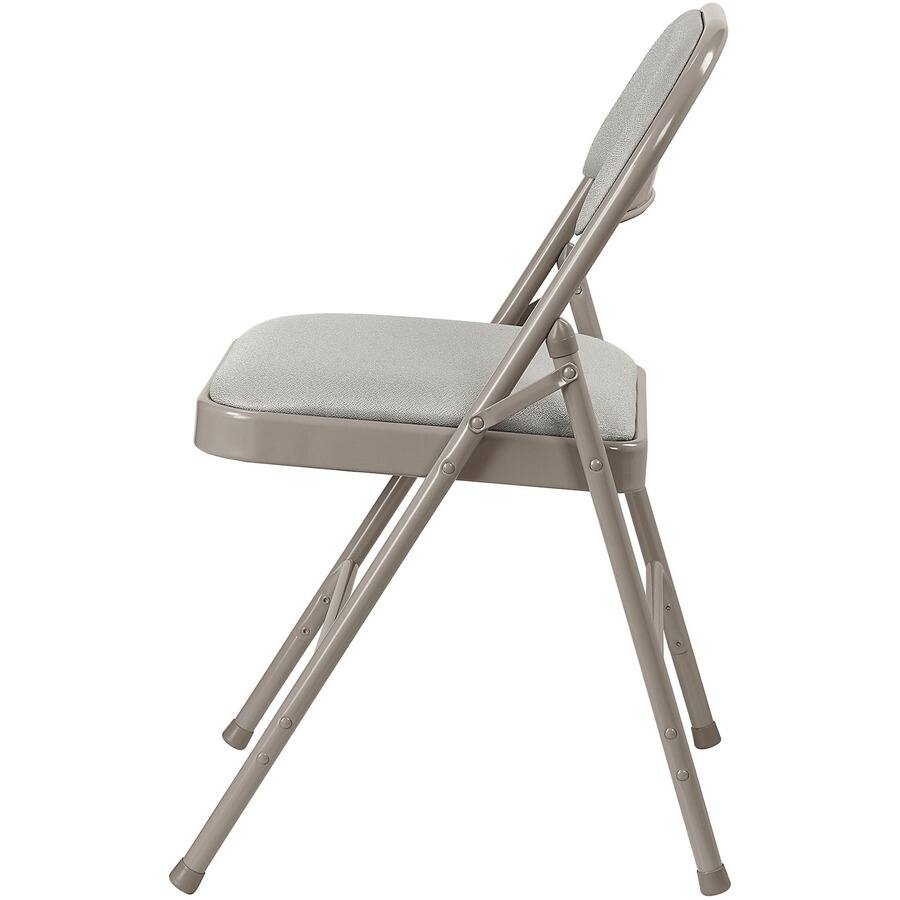 Left. Lorell - Lorell Padded Folding Chairs Beige Seat Color Fabric Material Back Steel Frame 4 / Carton - Beige.