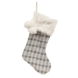 BreeBe - *Gray & White Plaid Stocking - Grey, White
