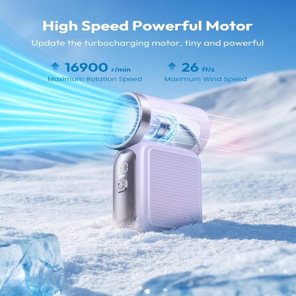 High Speed Powerful Motor  
Update the turbocharging motor, tiny and powerful  

16900 r/min  
Maximum Rotation Speed  

26 ft/s  
Maximum Wind Speed