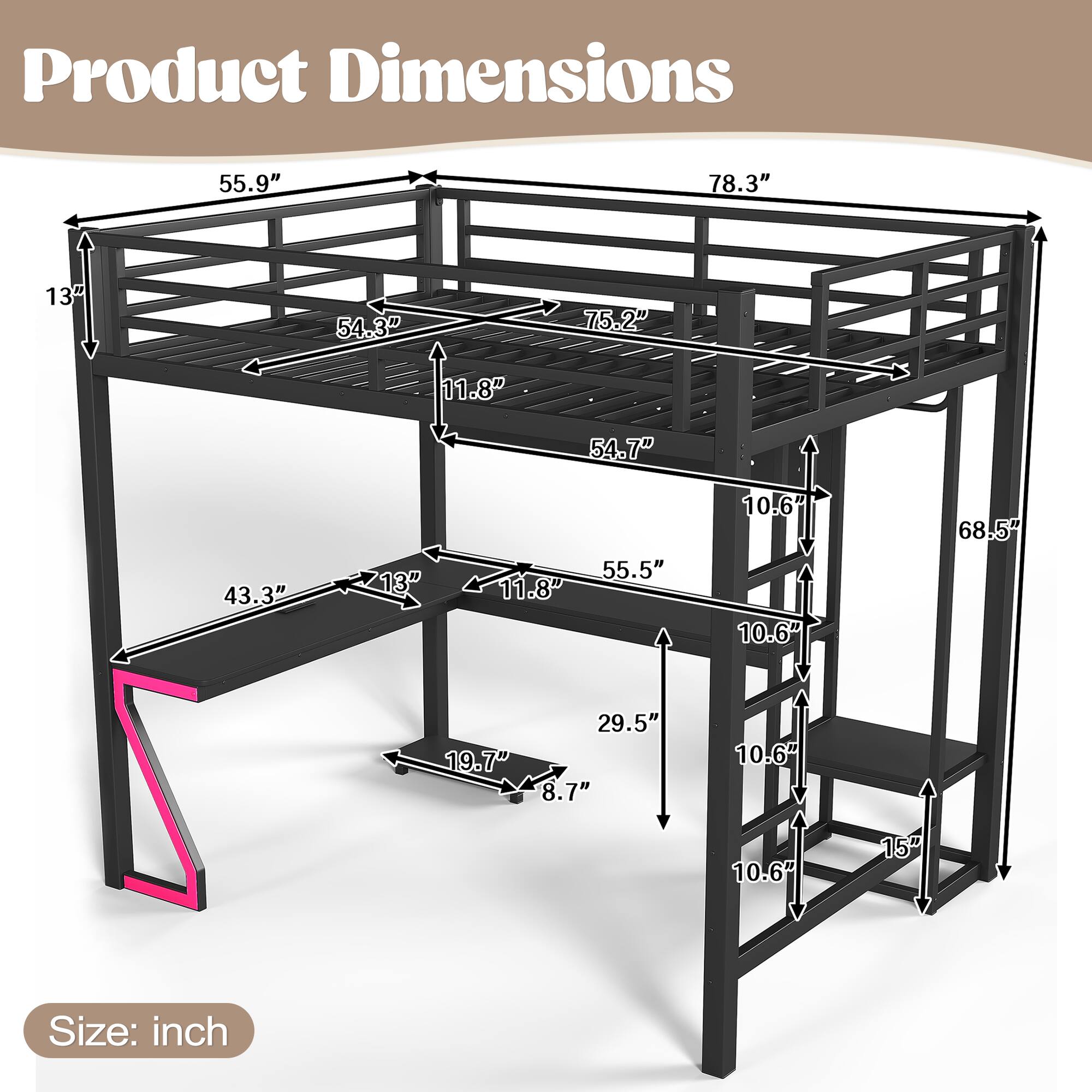Product Dimensions: 55.9" x 78.3" x 13" x 54.3" x 75.2" x 11.8" x 54.7" x 43.3" x 13" x 11.8" x 55.5" x 10.6" x 10.6" x 68.5" x 29.5" x 19.7" x 8.7" x 10.6" x 10.6" x 15"  
Size: inch