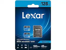 Lexar - High-Performance 633x BLUE Series 128GB microSDXC Memory Card with Adapter, Class 10, UHS-I, V30, 2/Pack