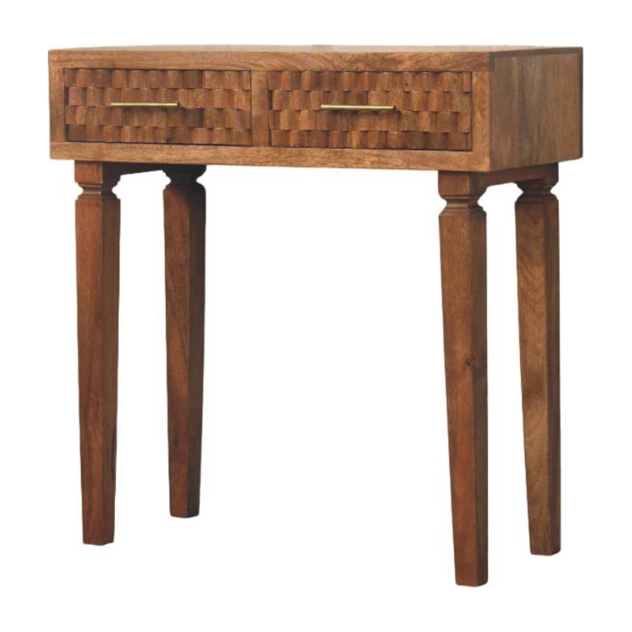 Angle. Artisan Furniture - Artisan Furniture Solid Wood Cadiz Carved Twin-Drawer Console, Brown - Brown.