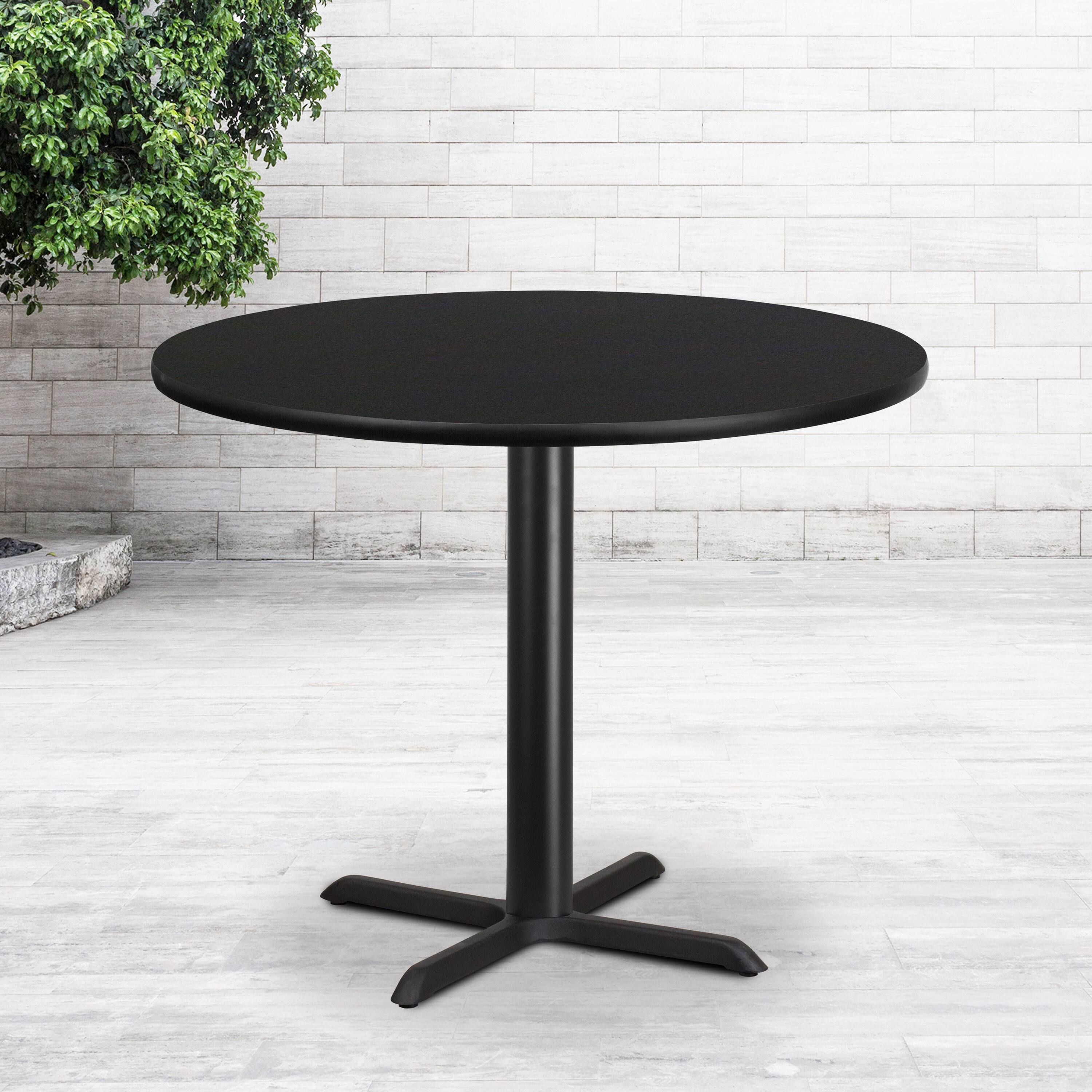 Alt View 1. Emma + Oliver - 42" Round Laminate Table Top with 33"x33" Table Height Base - Black.