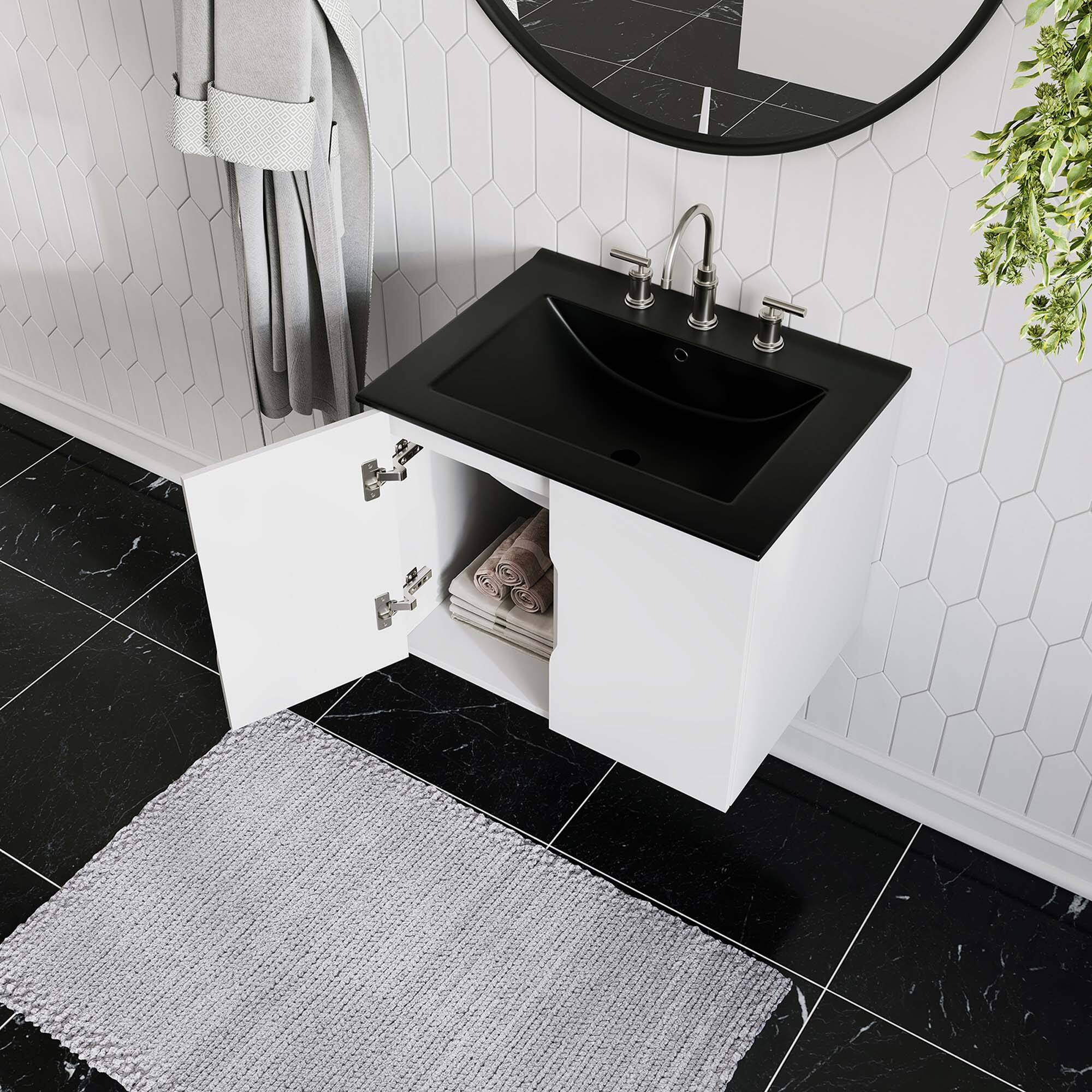 Back. Modway - Vitality Bathroom Vanity Basin Included by Modway - White Black.