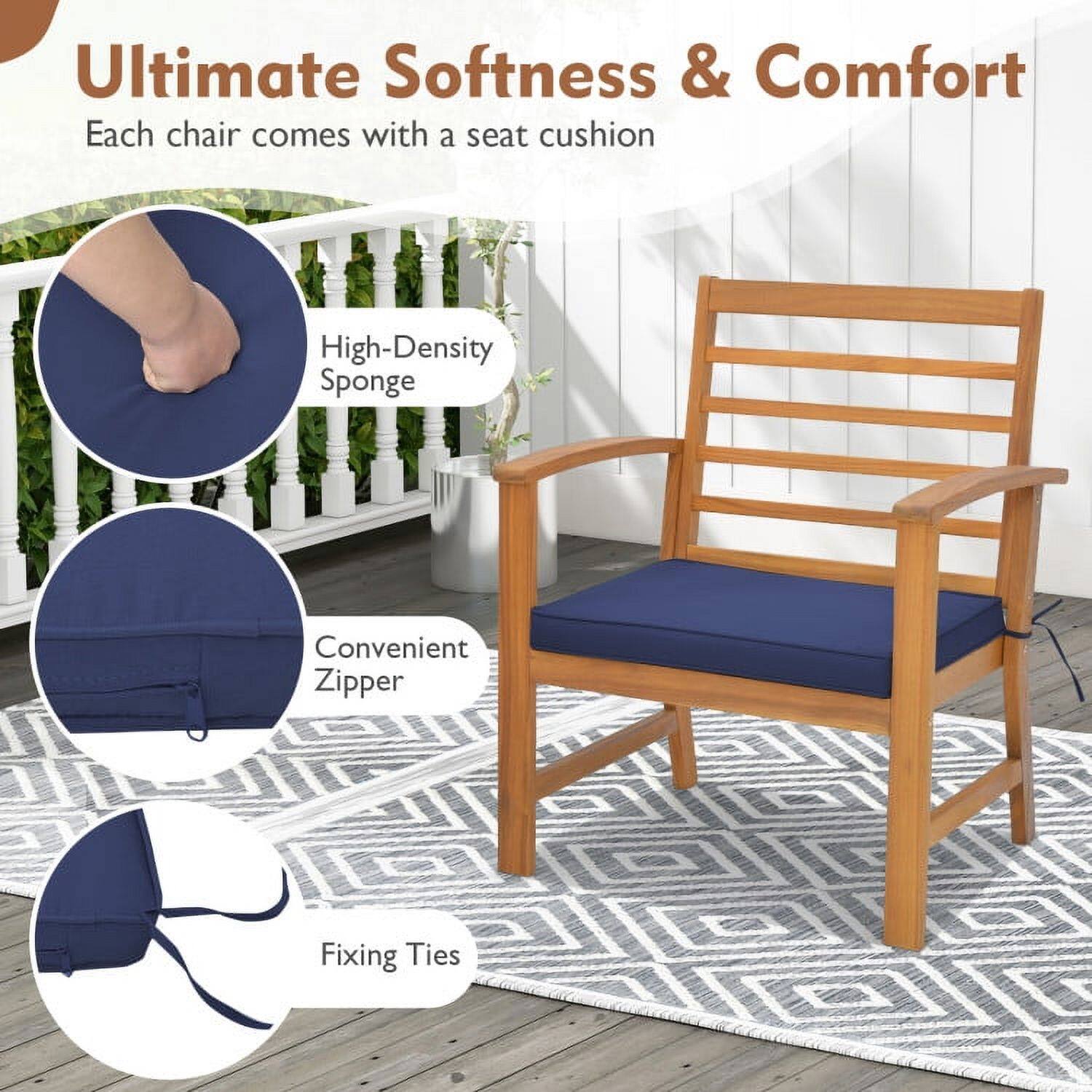 Ultimate Softness & Comfort  
Each chair comes with a seat cushion  

- High-Density Sponge  
- Convenient Zipper  
- Fixing Ties