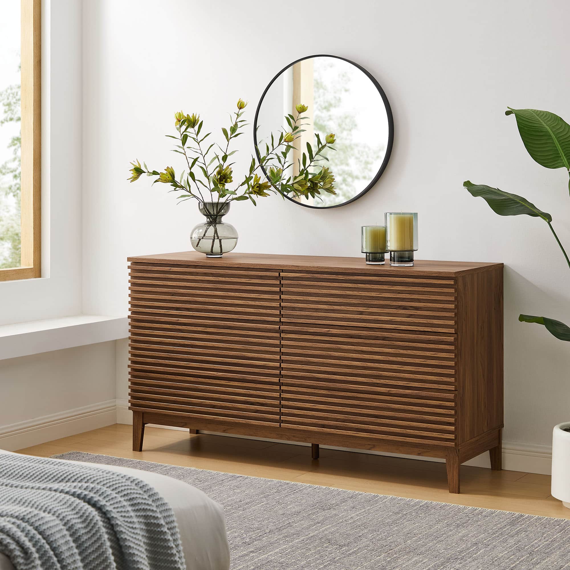 Render 63" 6-Drawer Dresser by Modway - Walnut