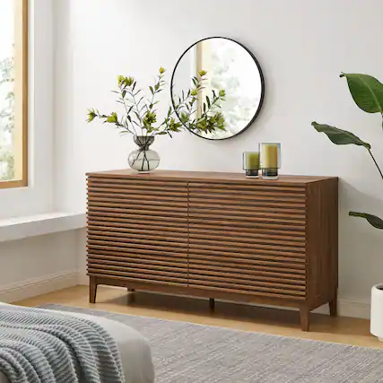 Front. Modway - Render 63" 6-Drawer Dresser by Modway - Walnut.