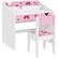 Front. Qaba - Kids Desk and Chair Set, Study Desk, Student Writing Desk, Drawer, Bedroom & Study Room, 3-6 Years, Bow Pattern - Pink.