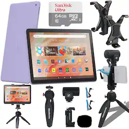 Amazon - Fire HD 10 10.1" 32GB Wi-Fi Tablet, 13th Gen, Pro Recording Kit - Lilac