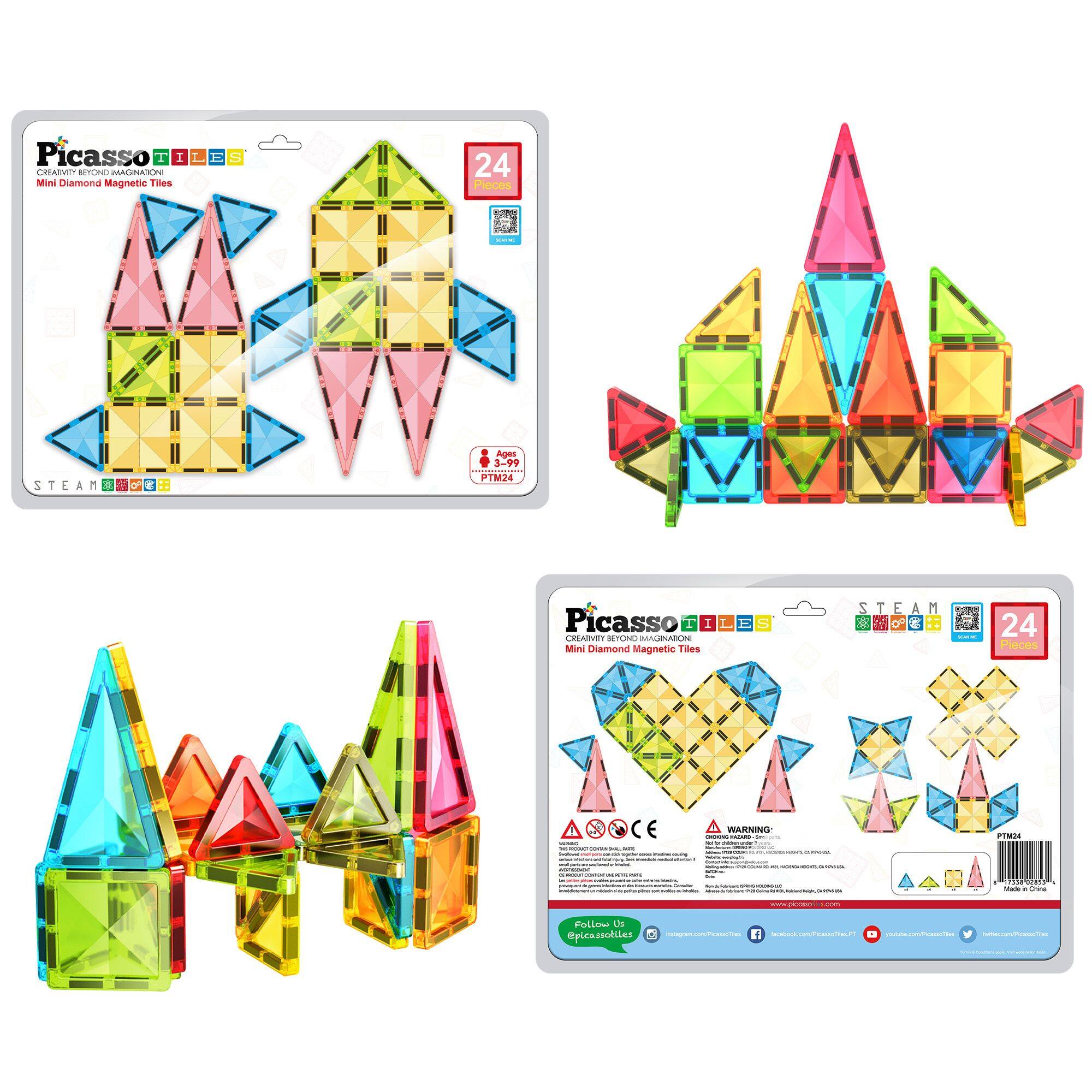 Picasso I I CRLARNE EYONO AGINATON Mini Diamond Magnetic Tiles I E S 24 M I I STEAM a S o E 12 Ages 3 I | PIM24 Picasso 1 I REARVITY STON IMARNATON Mini Diamond Magnetic Ties I E S 2 T 3 | 24 Pieces CE WARNNING I ! - - PIMIN aiaaat - - --  .ios Follos O4 Spicasaotiles 4 . An PTO
