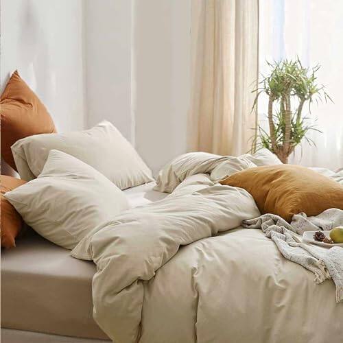 Front. Cedar Assembly - Duvet Cover 3 Pieces Soft Lightweight Dorm Deco Preppy Bedding Set 1 Neutral Quilt With Zipper And 2 - Wheat-Full.