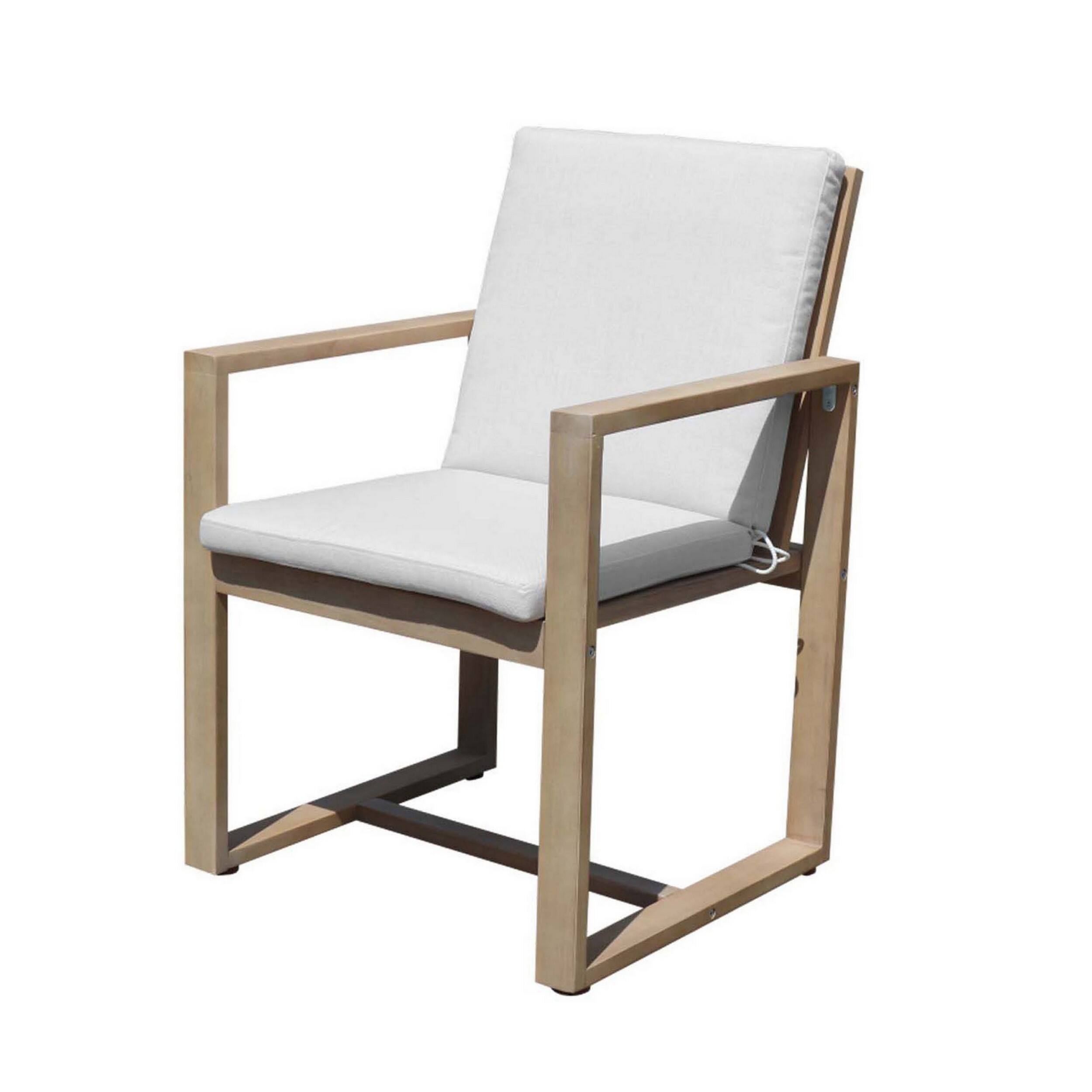Front. Manhattan Lane - Neji 24 Inch Dining Chair, Natural  Eucalyptus Wood, Thick Cushion - Brown.