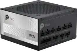 MSI - PRO A1000PL PCIE5 - Full Modular - 80 Plus Platinum 1000W - ATX 3.1 - PCIe 5.1 - Native 12V-2x6 - Gaming Power Supply - Black