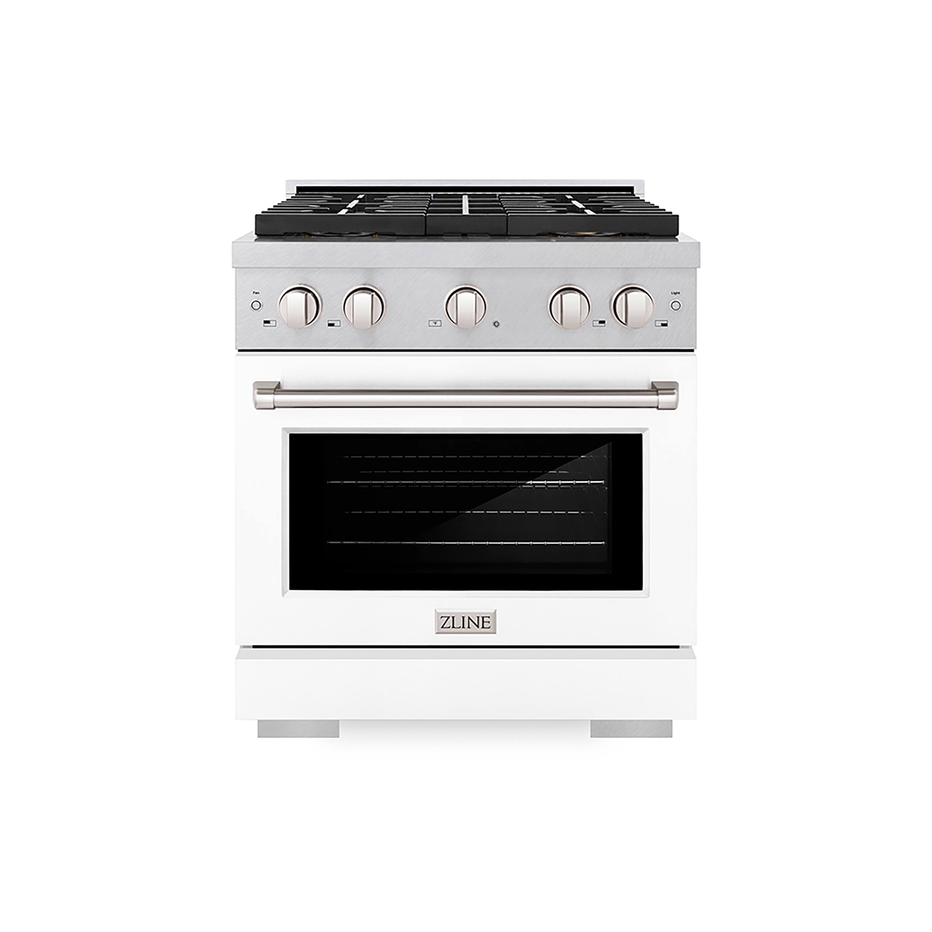 ZLINE - 30 in. 4.2 cu. ft. Freestanding Paramount Gas DuoPro Range with Convection Oven - Stain Steel/White Matte