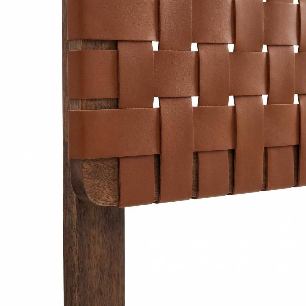 Alt View 1. FurniFact - Vegan Leather Twin Headboard withDesign and Durable Frame - Brown.