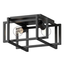 Jandcase - Vintage Industrial Semi-Flush Mount Ceiling Light, E26 Socket, Non-Integrated Bulbs for Living Room - Black