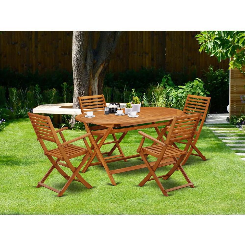 Alt View 2. East West Furniture - Wooden Patio Set Natural Oil - Brown.