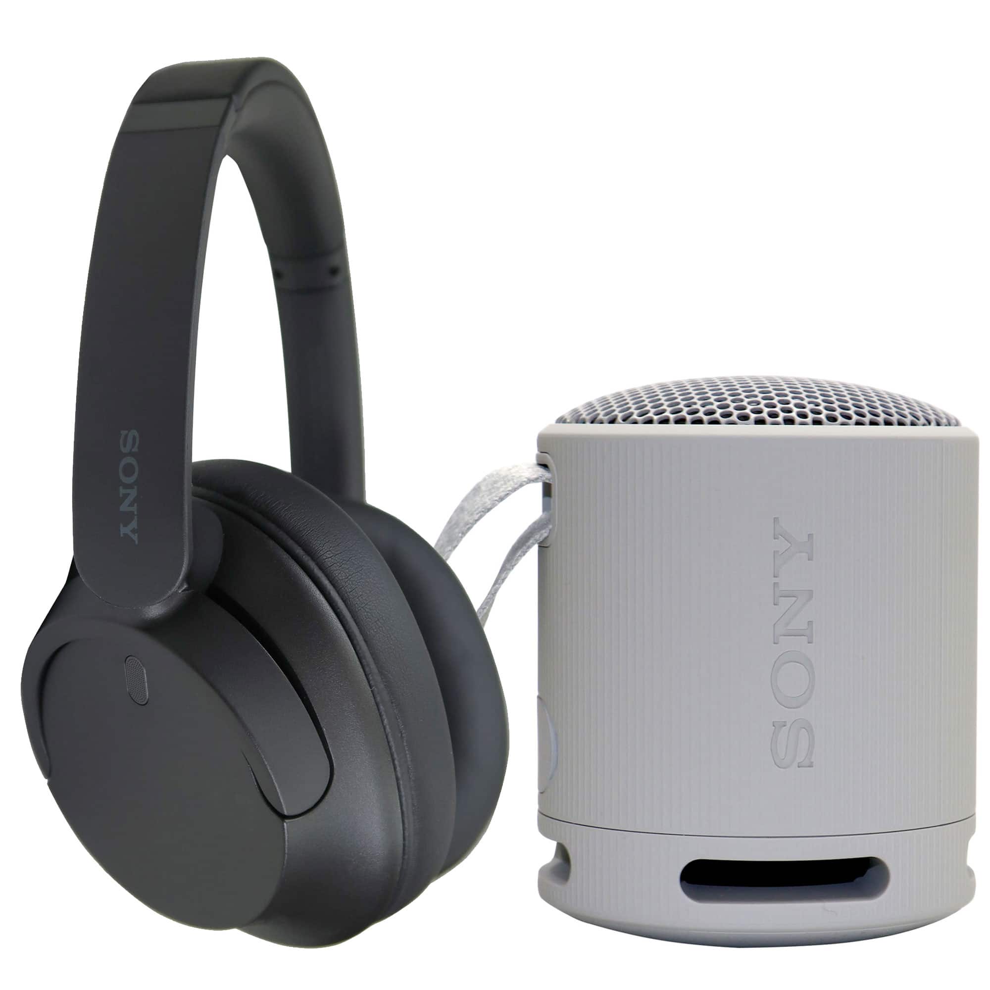 XB100 Portable Waterproof Bluetooth Speaker + Sony Wireless Over-Ear Noise-Canceling Headphones WH-CH720N - Gray