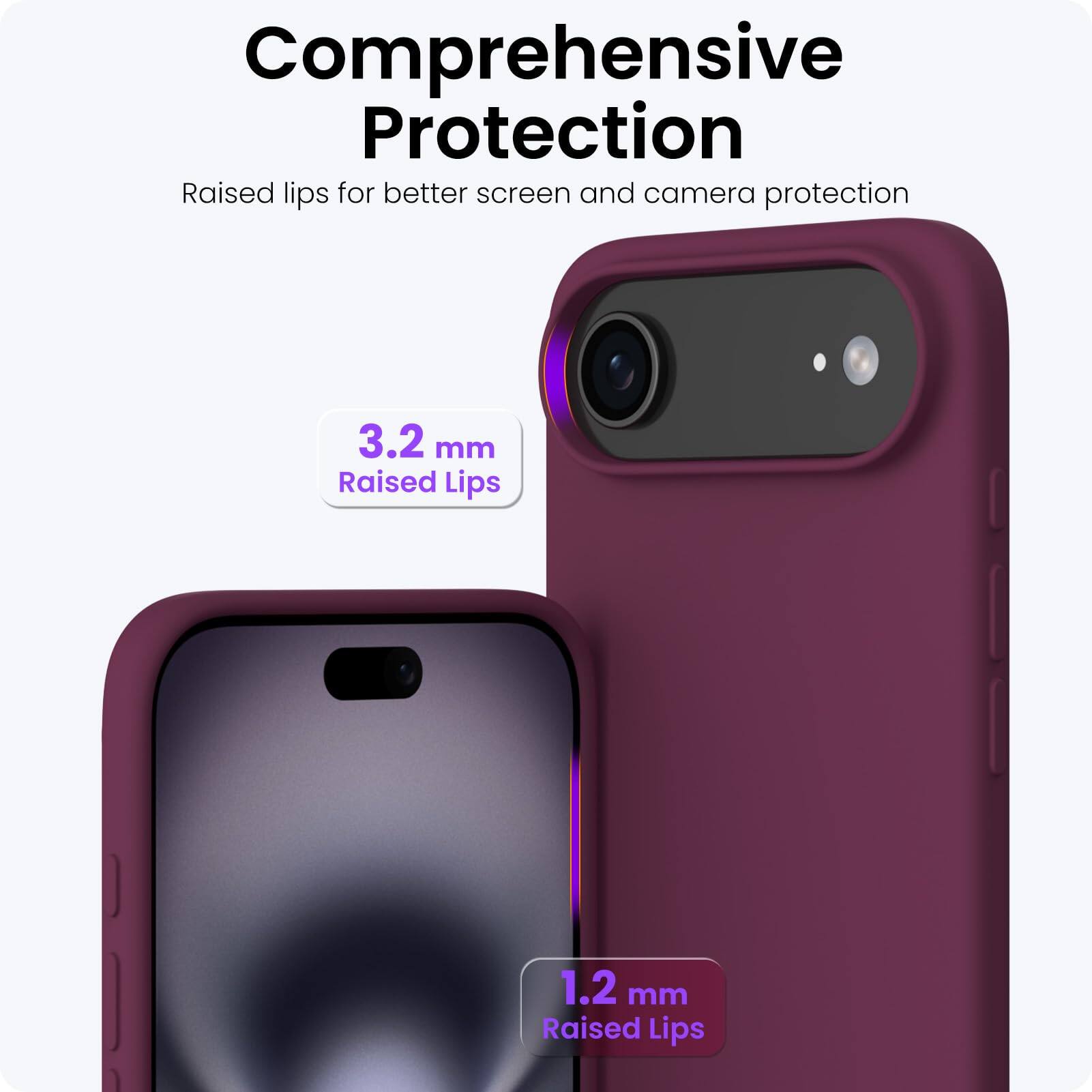 Comprehensive Protection

Raised lips for better screen and camera protection

3.2 mm Raised Lips

1.2 mm Raised Lips