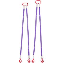 VEVOR - Lifting Sling Straps, 2Pcs Two-Leg Polyester Bridle Sling with Hooks, 4400LB Capacity, 5Ft Heavy Duty Rigging Strap - Purple;Red