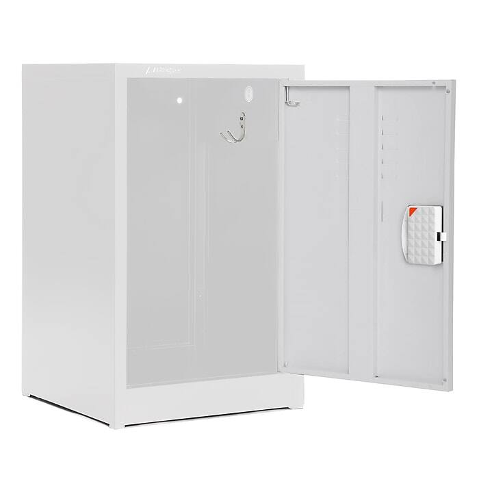 Left. AdirOffice - Storage Locker 629-Series 24" H 1-Tier Steel Locker with Digital Lock - White.