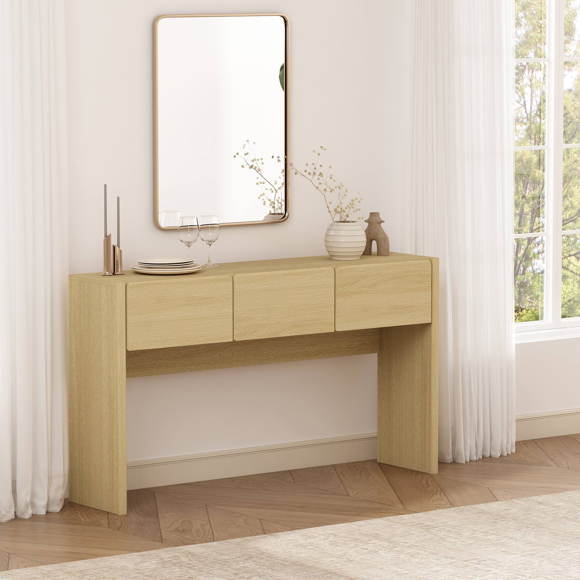 Angle. TinyHomie - Console Table in Natural Oak - Oak.