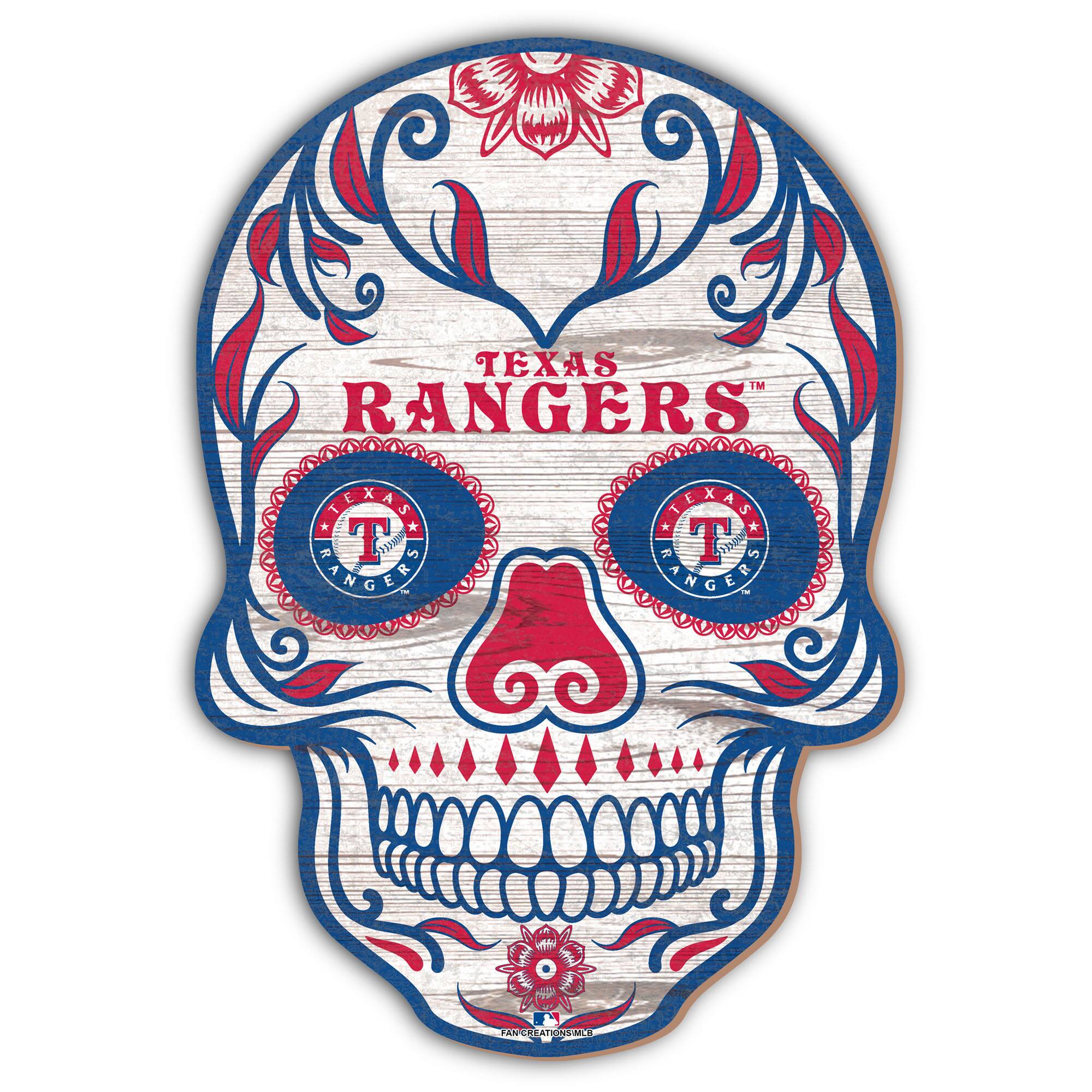 Texas Rangers 12'' Sugar Skull Sign
